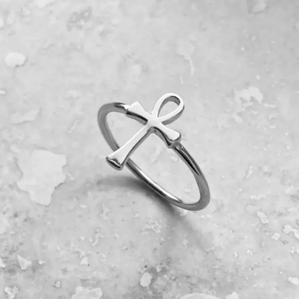 Silver Ankh ring minimalist jewelry
